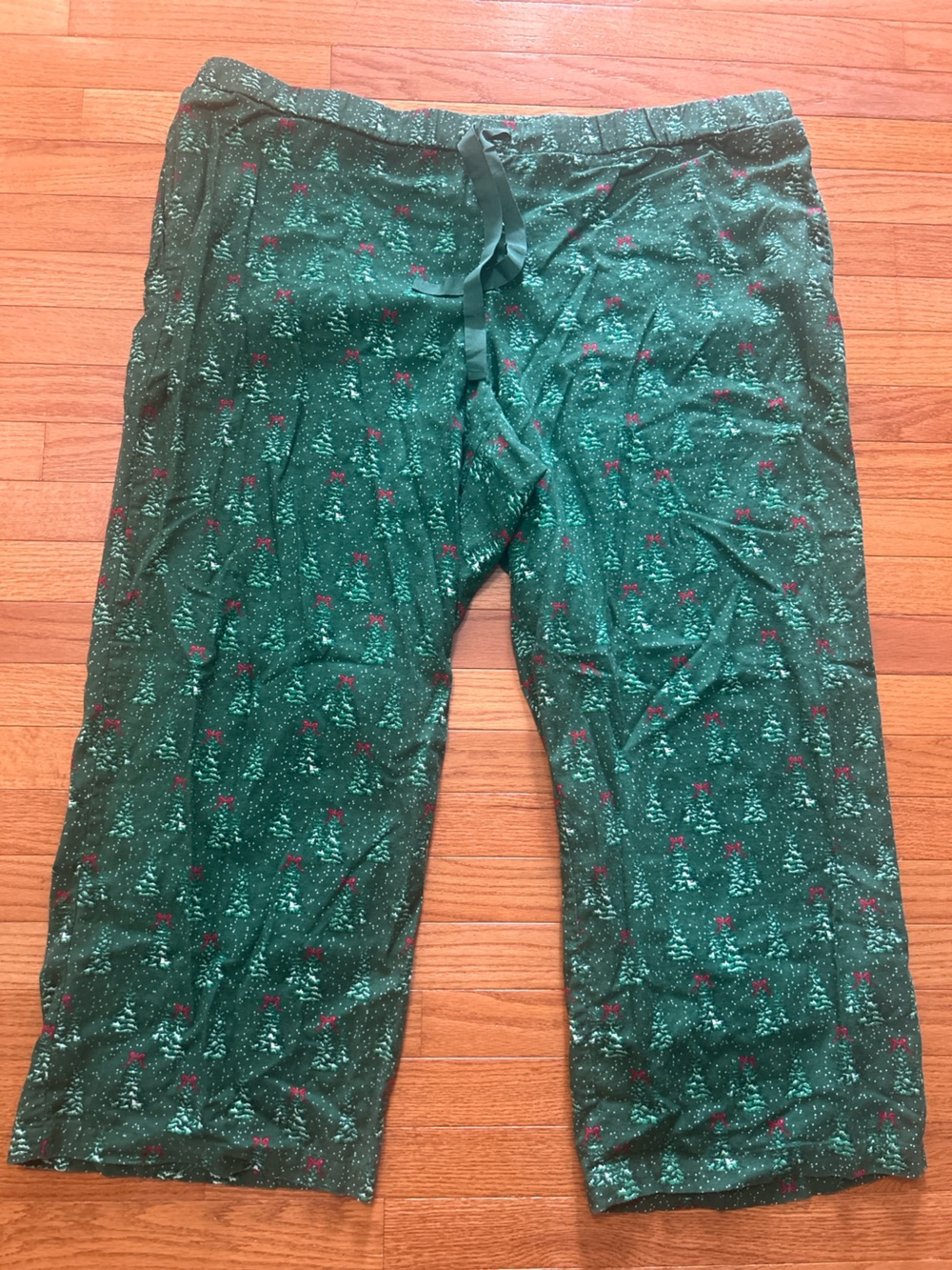 Lands End Pajama Pants Women’s Size 3X Green Christmas Tree Flannel Warm Cozy